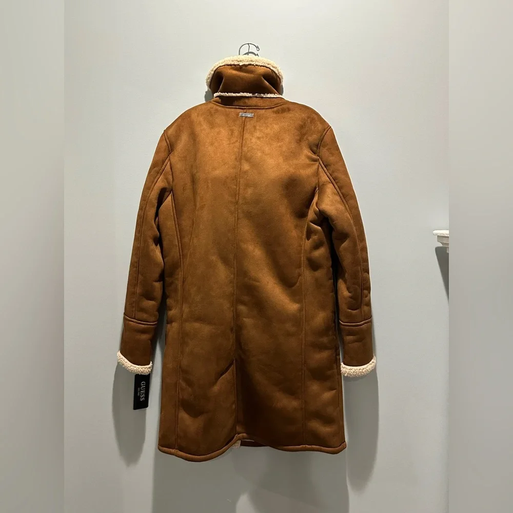 Guess Faux Fur Shearling Double Breasted Overcoat size Medium Mew with tags